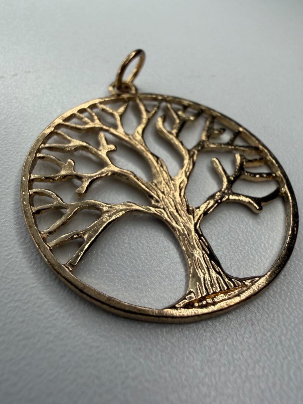 Vintage Gold Tone Tree of Life Charm Pendant 1 ¼" - Picture 4 of 8
